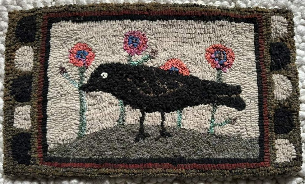 Crow In The Garden Pattern on Monks Cloth