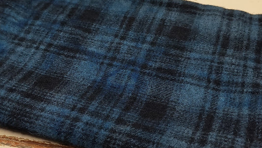 BRIGHT BLUE Hand Dyed Plaid Wool (Dark)