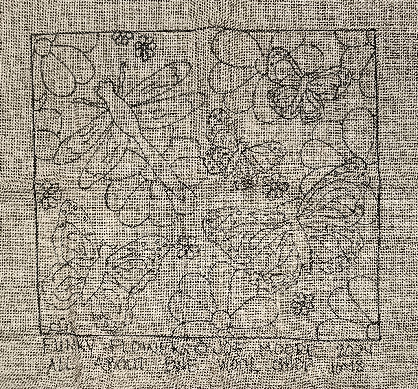 Funky Flowers Pattern on Monks Cloth