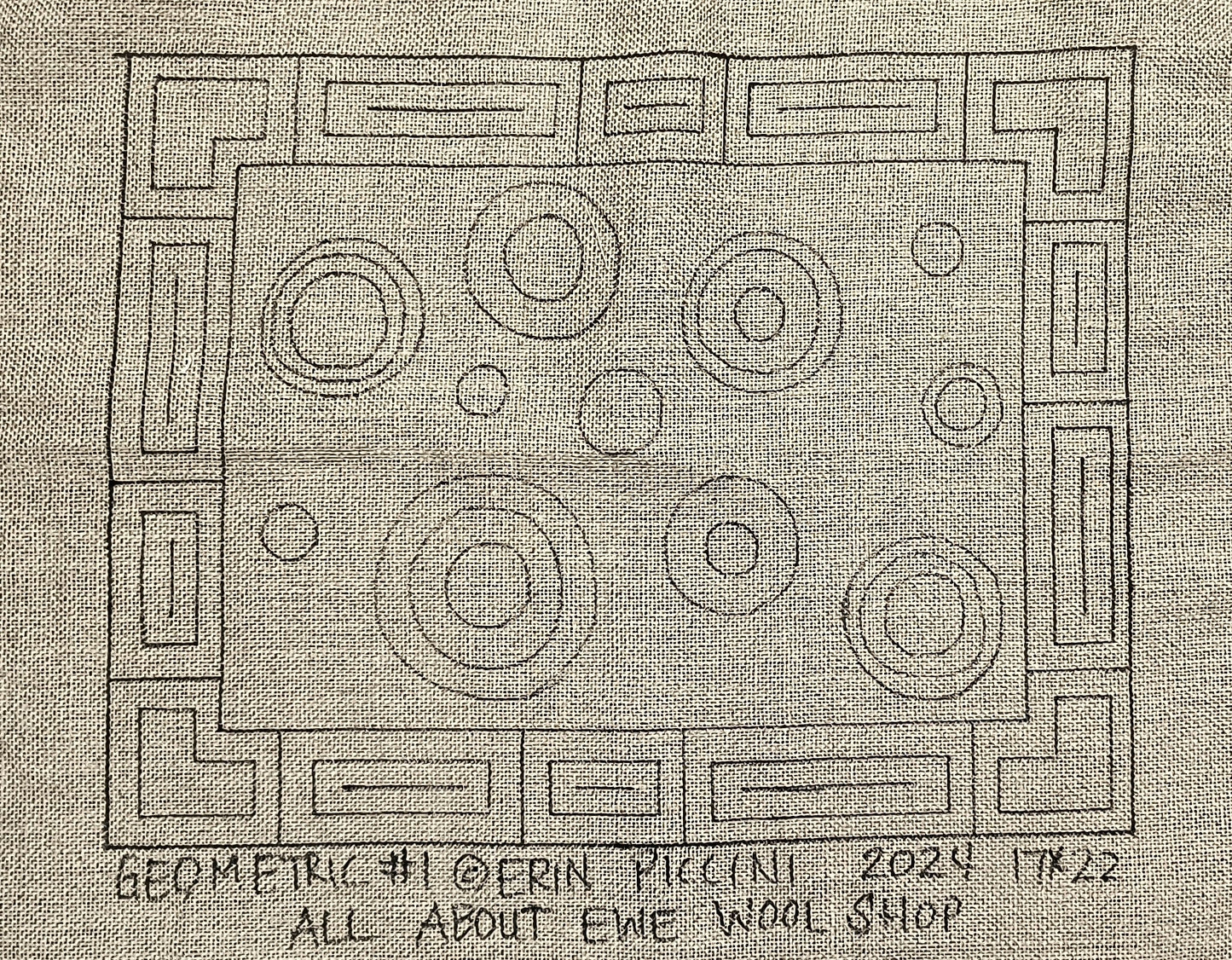 a drawing of a square with circles on it