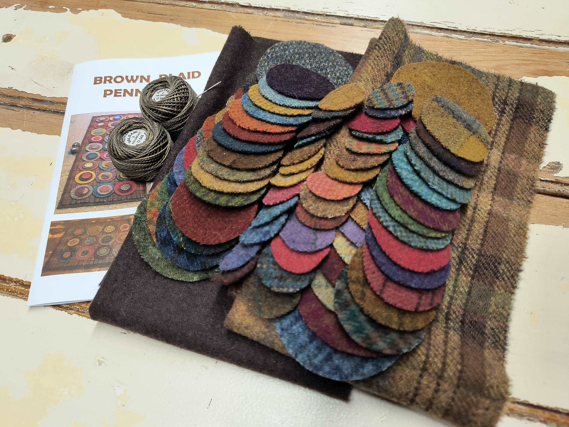 Brown Plaid Penny Mat Kit - All About Ewe Wool Shop