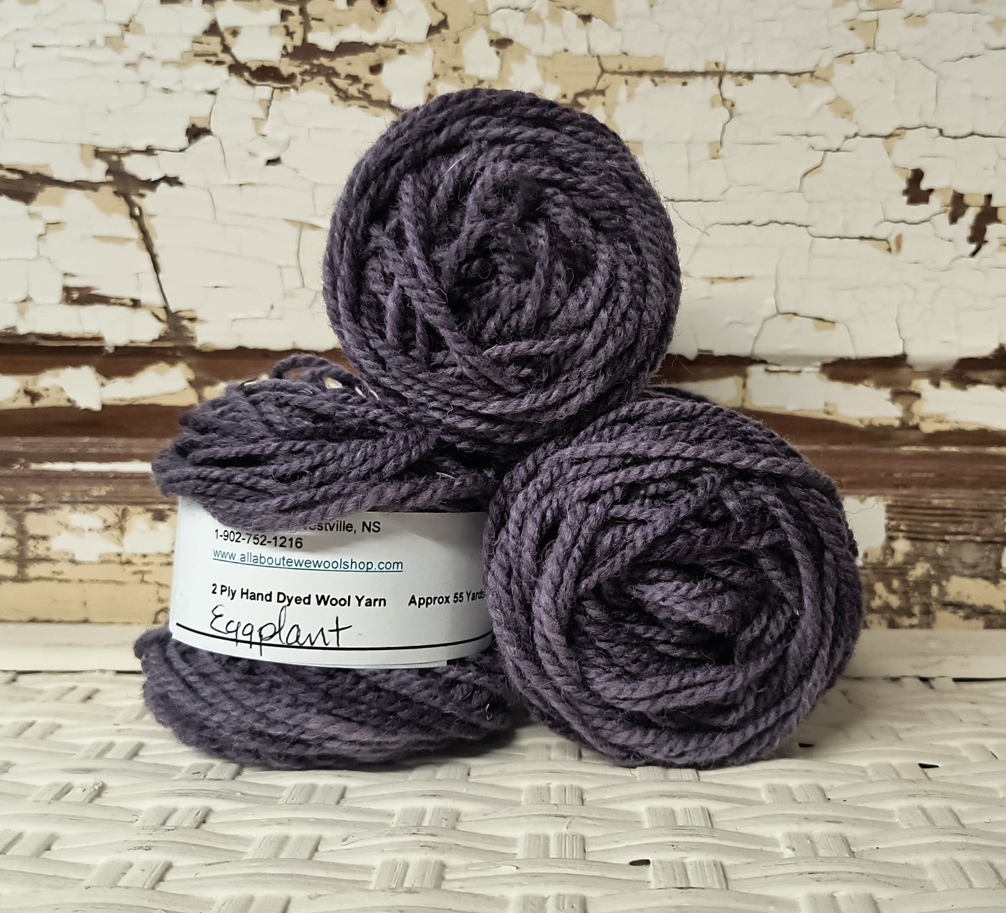 Eggplant Hand Dyed Wool Yarn Cake