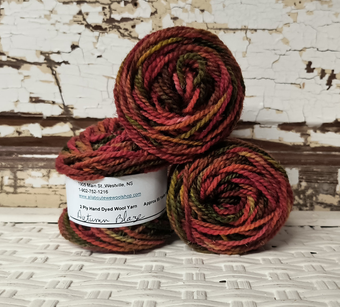Autumn Blaze Hand Dyed Wool Yarn Cake