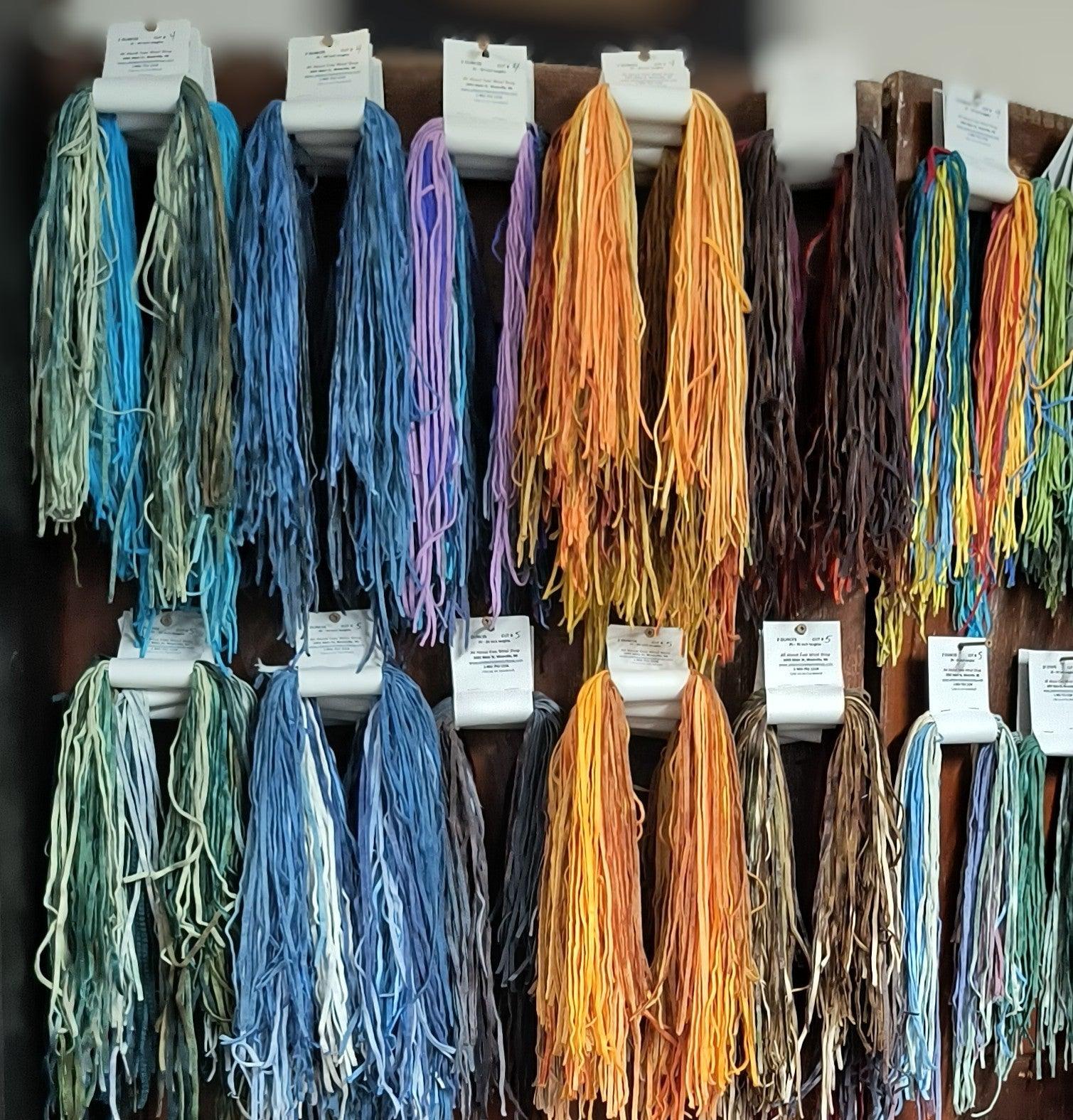 Long Pre-Cut Mixed Light & Medium Blue 2oz Bundle Hand Dyed Wool Strips - All About Ewe Wool Shop