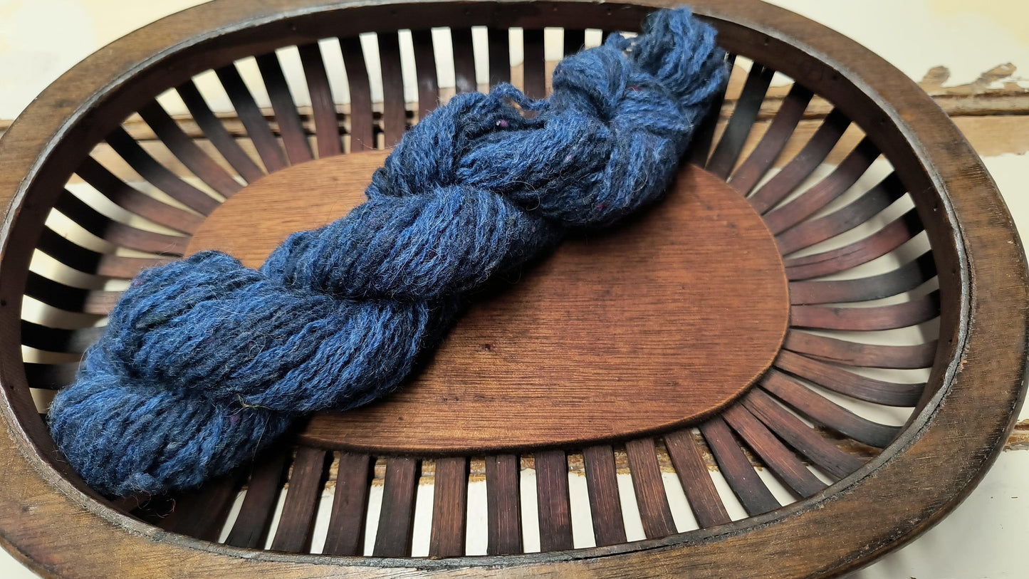 Recycled Wool Yarn - Dark Blue Variegated Tweed - All About Ewe Wool Shop
