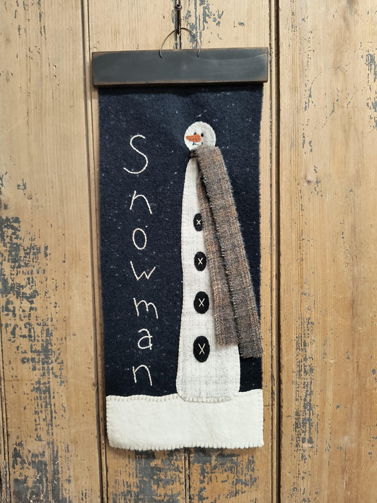 Mr. Snowman Wall Mat Paper Pattern - All About Ewe Wool Shop