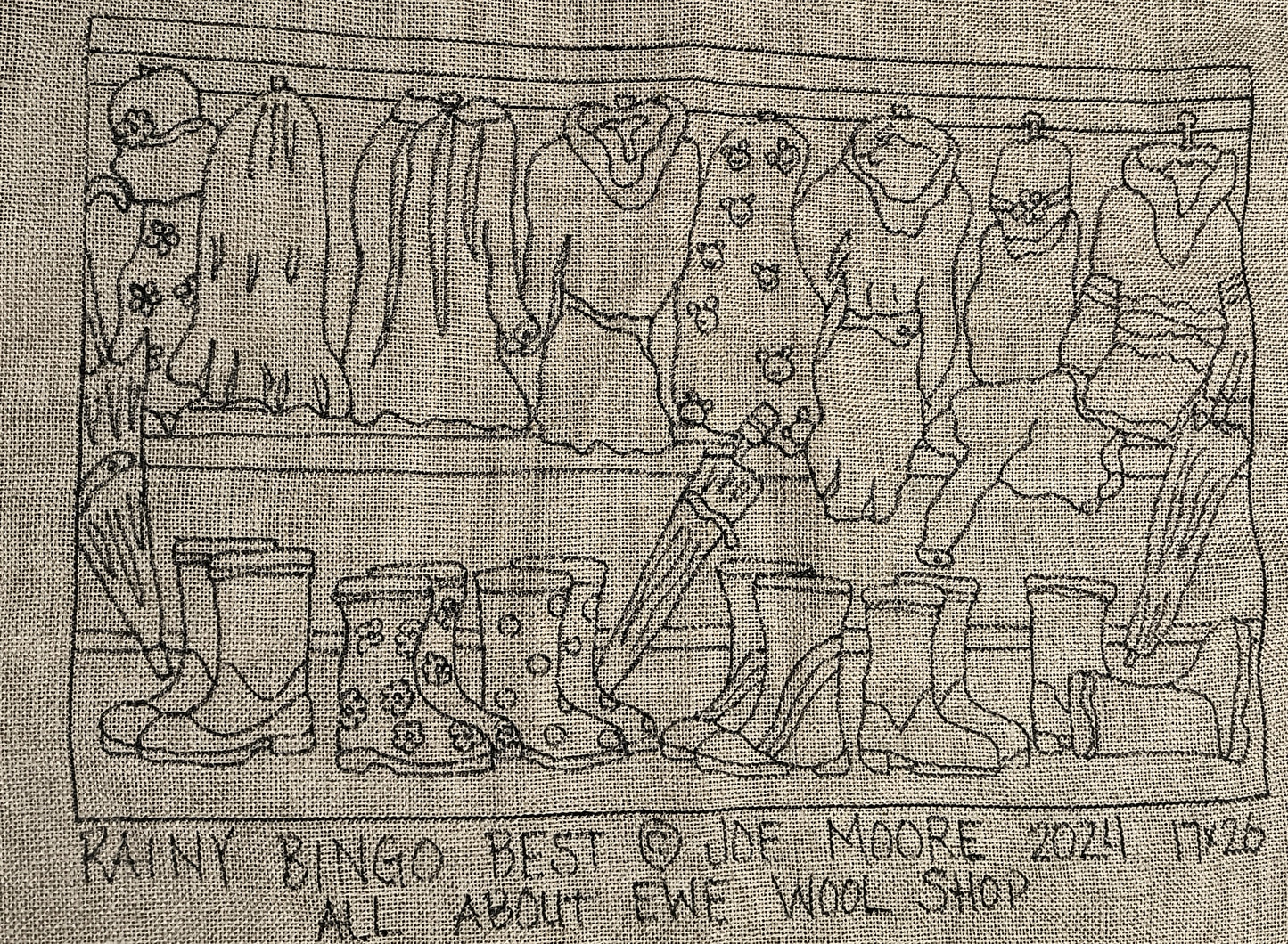 Rainy Bingo Best (Small) Pattern on Linen