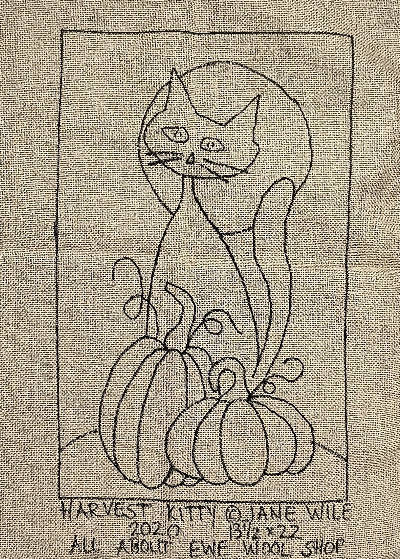 HARVEST KITTY (Large) Pattern on Monks Cloth
