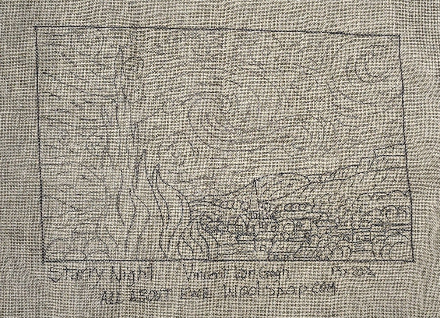 Van Gogh Starry Night (Small) Pattern on Monks Cloth