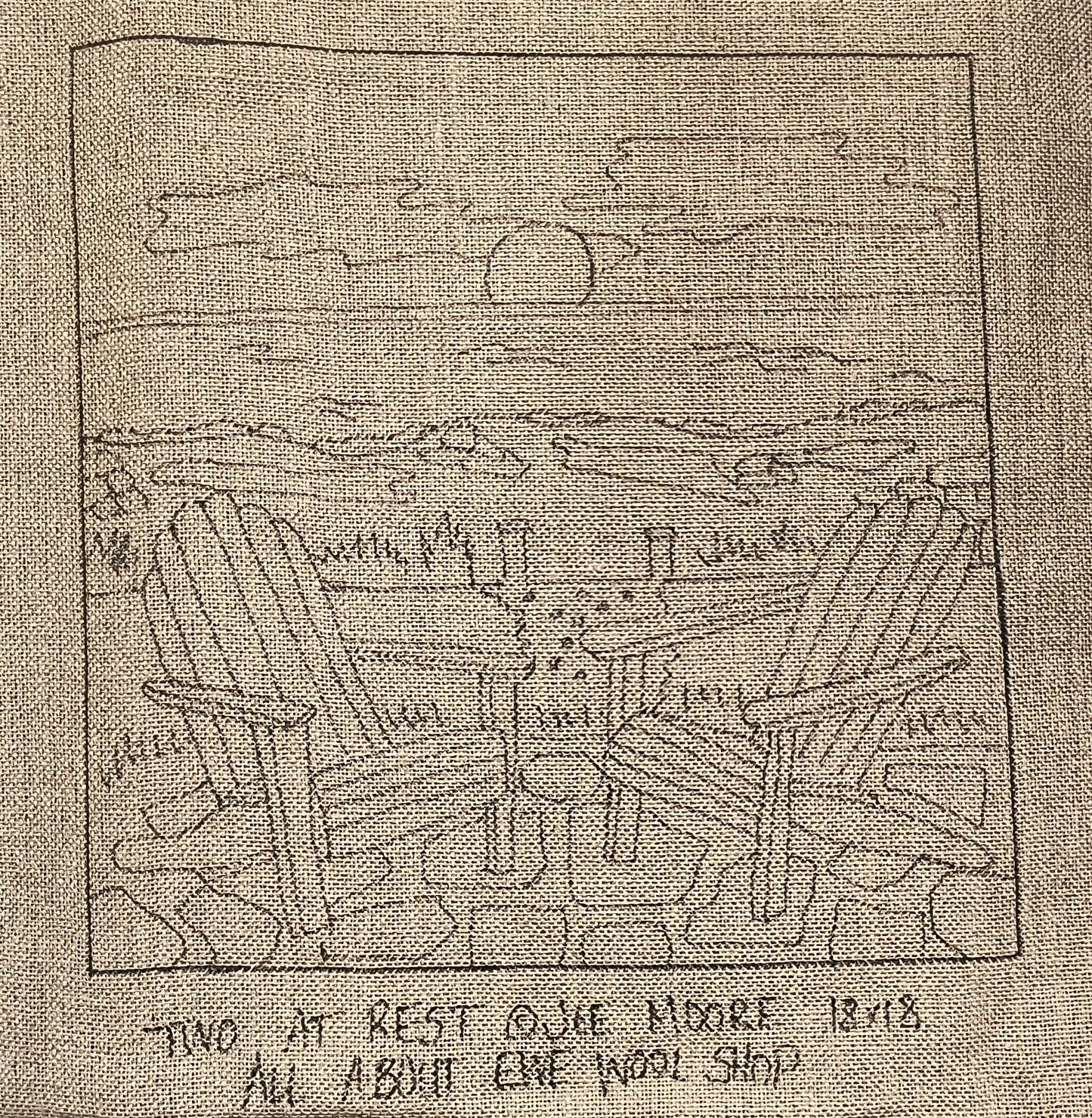 a drawing of two chairs on a beach