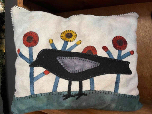 CROW In The GARDEN PILLOW Digital Download - All About Ewe Wool Shop