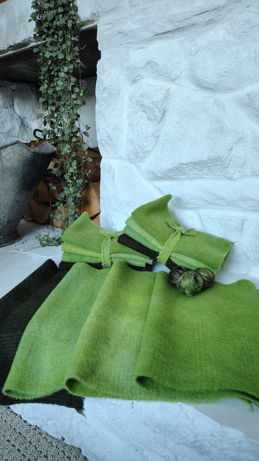 Avocado Hand Dyed Wool Fat Eighth Bundle
