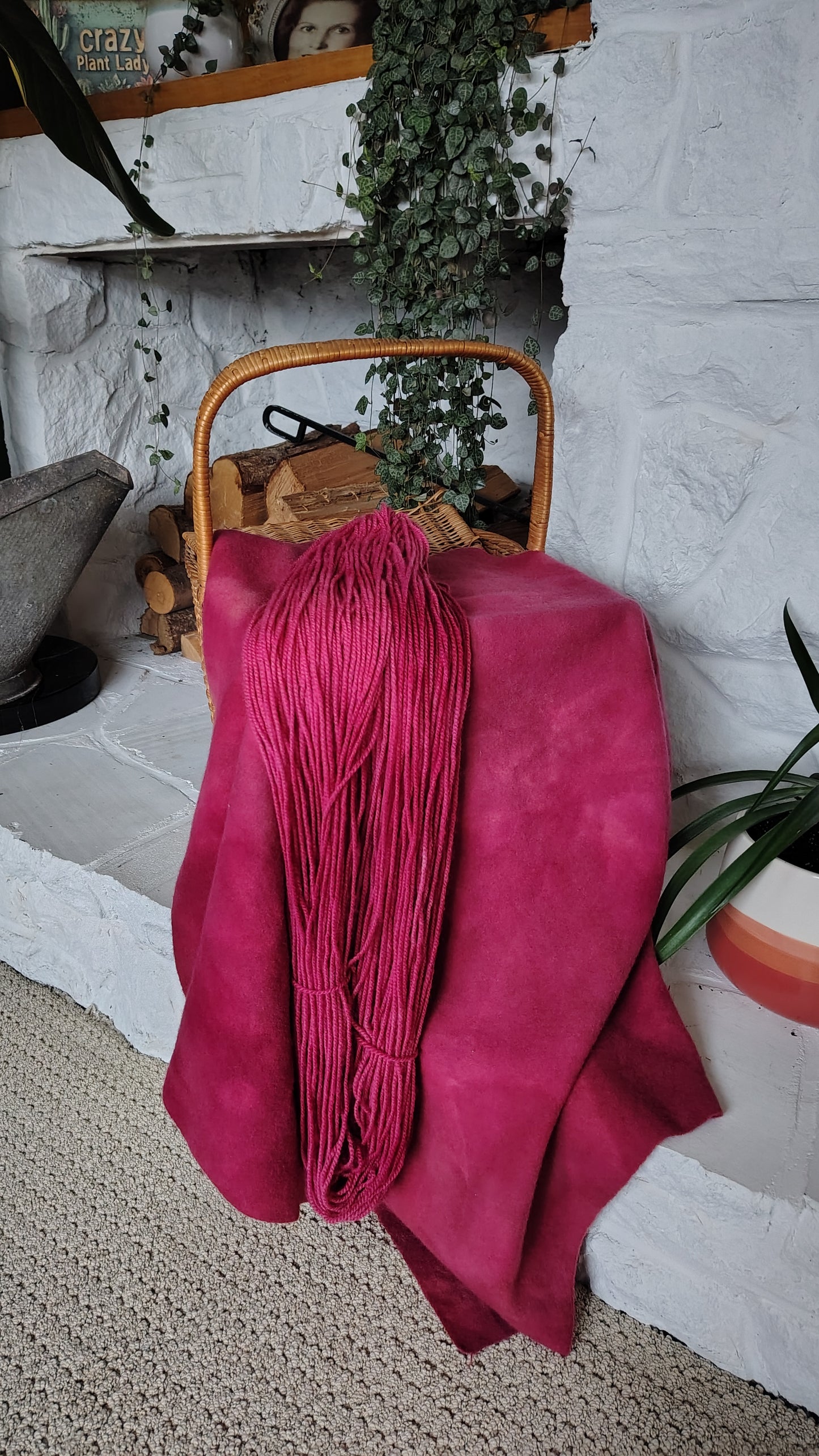 Deep Pink A Hand Dyed Wool