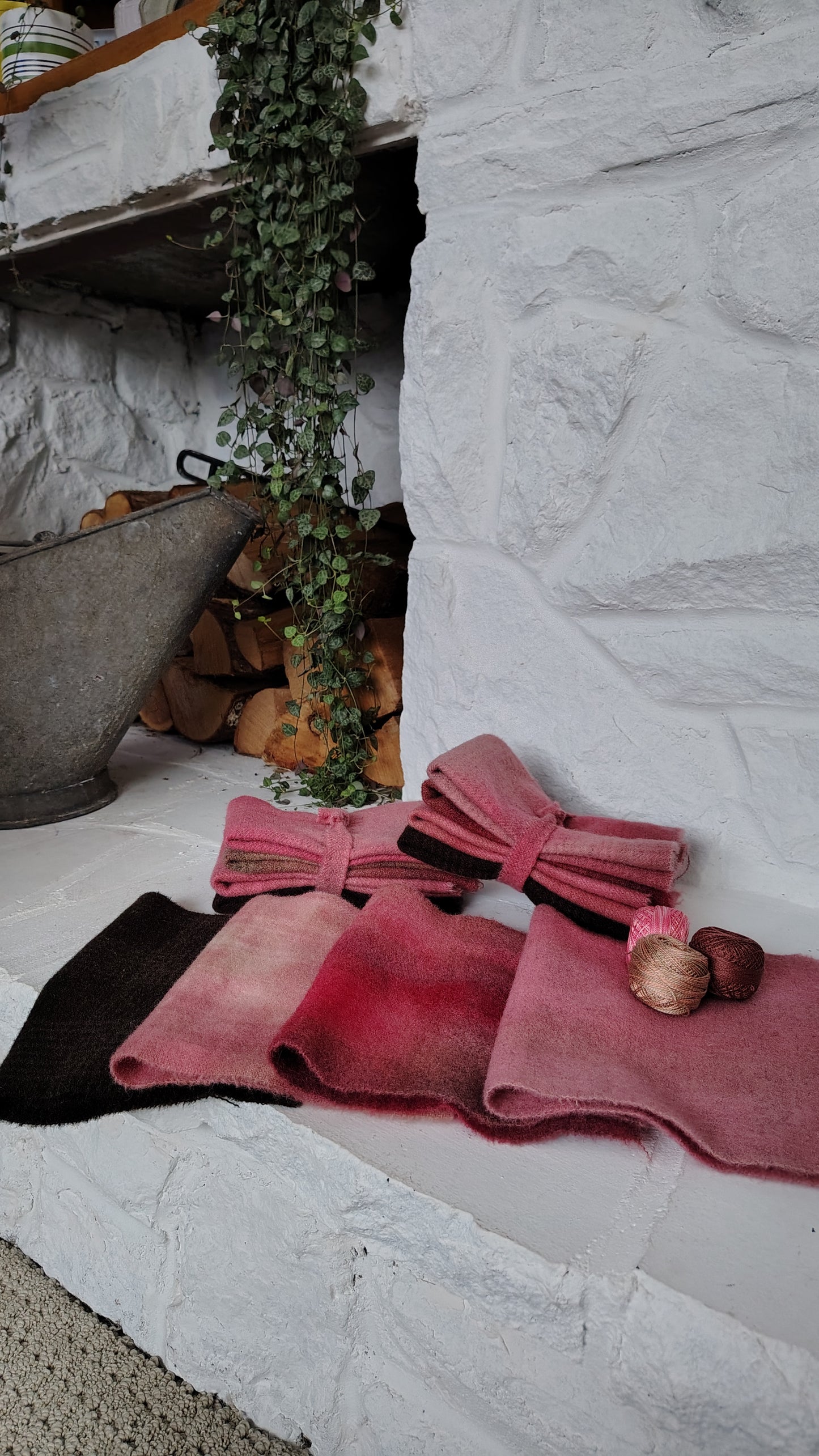Terra Cotta Hand Dyed Wool Fat Sixteenth Bundle