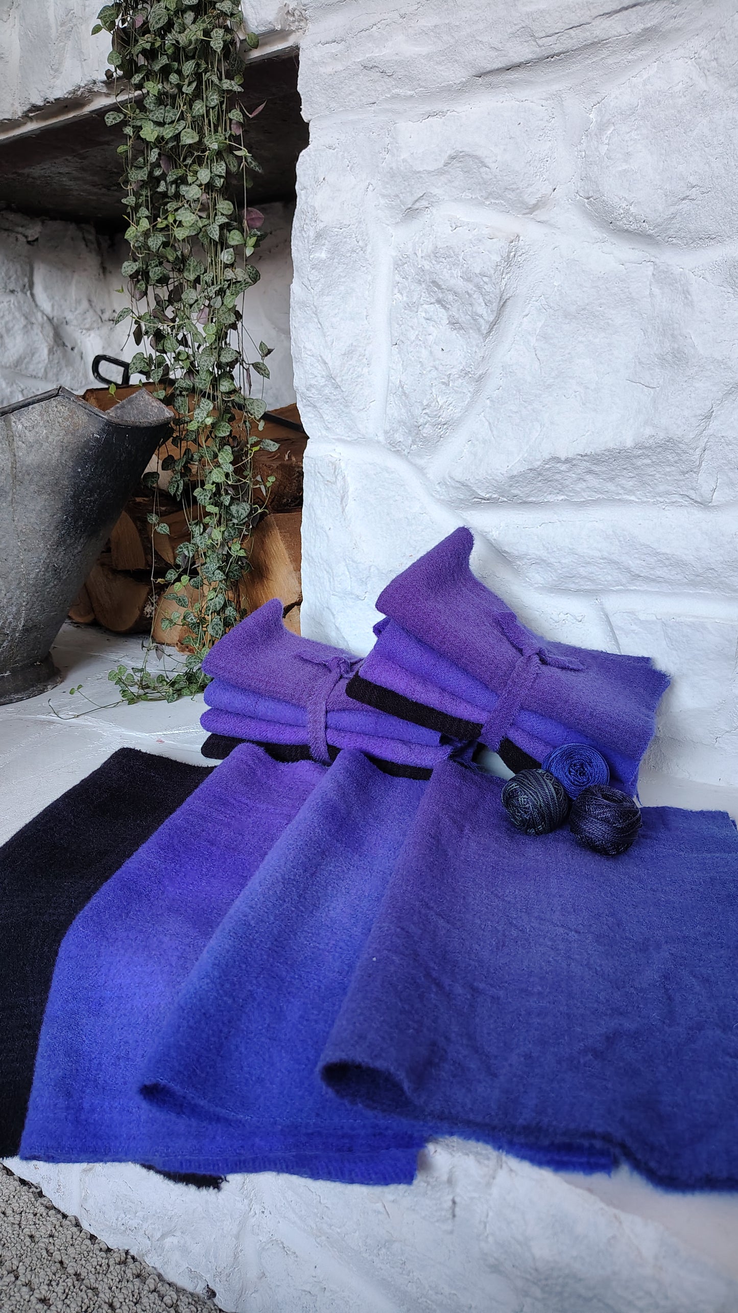 Brilliant Violet Hand Dyed Wool Fat Eighth Bundle