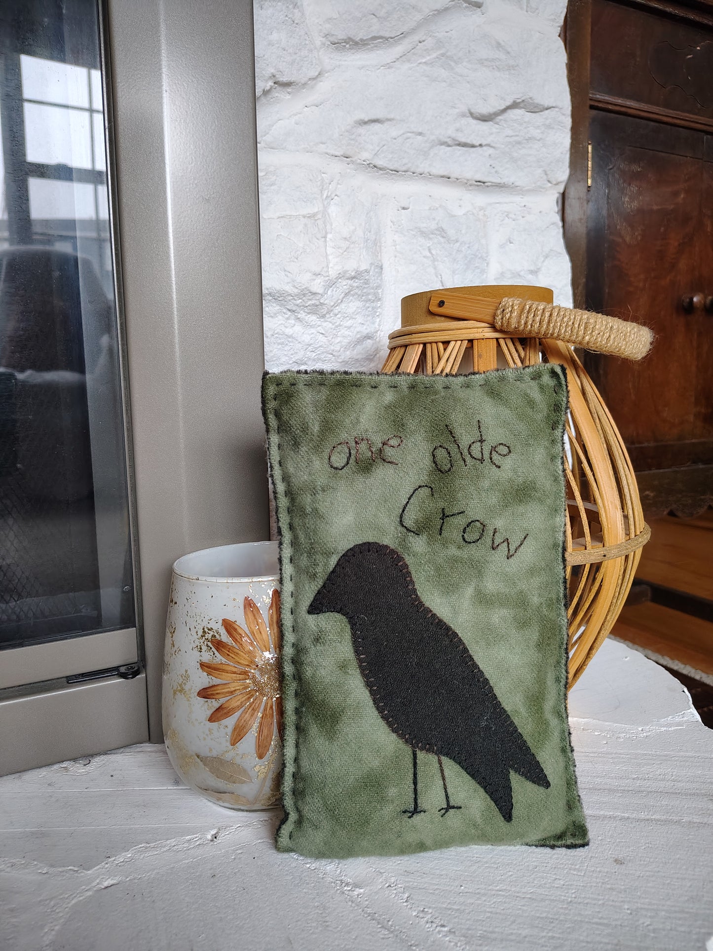 One Olde Crow Pillow - Completed Piece