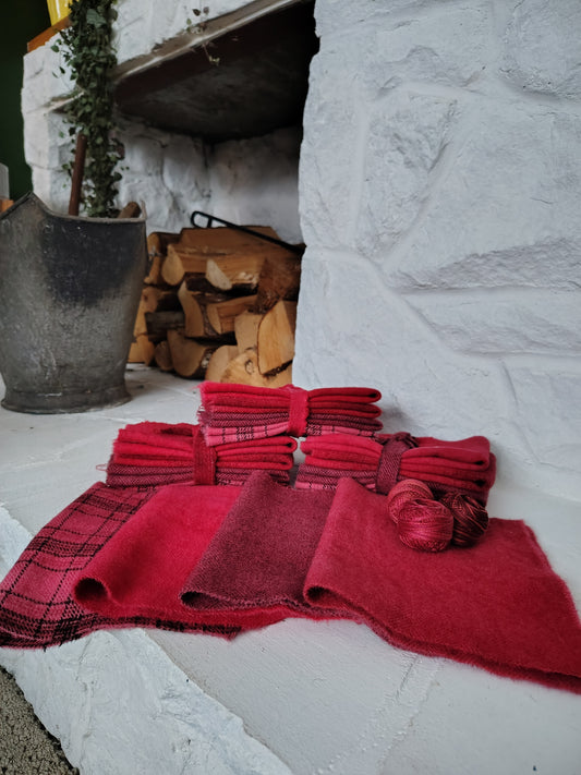 Chili Pepper Hand Dyed Wool Fat Sixteenth Bundle