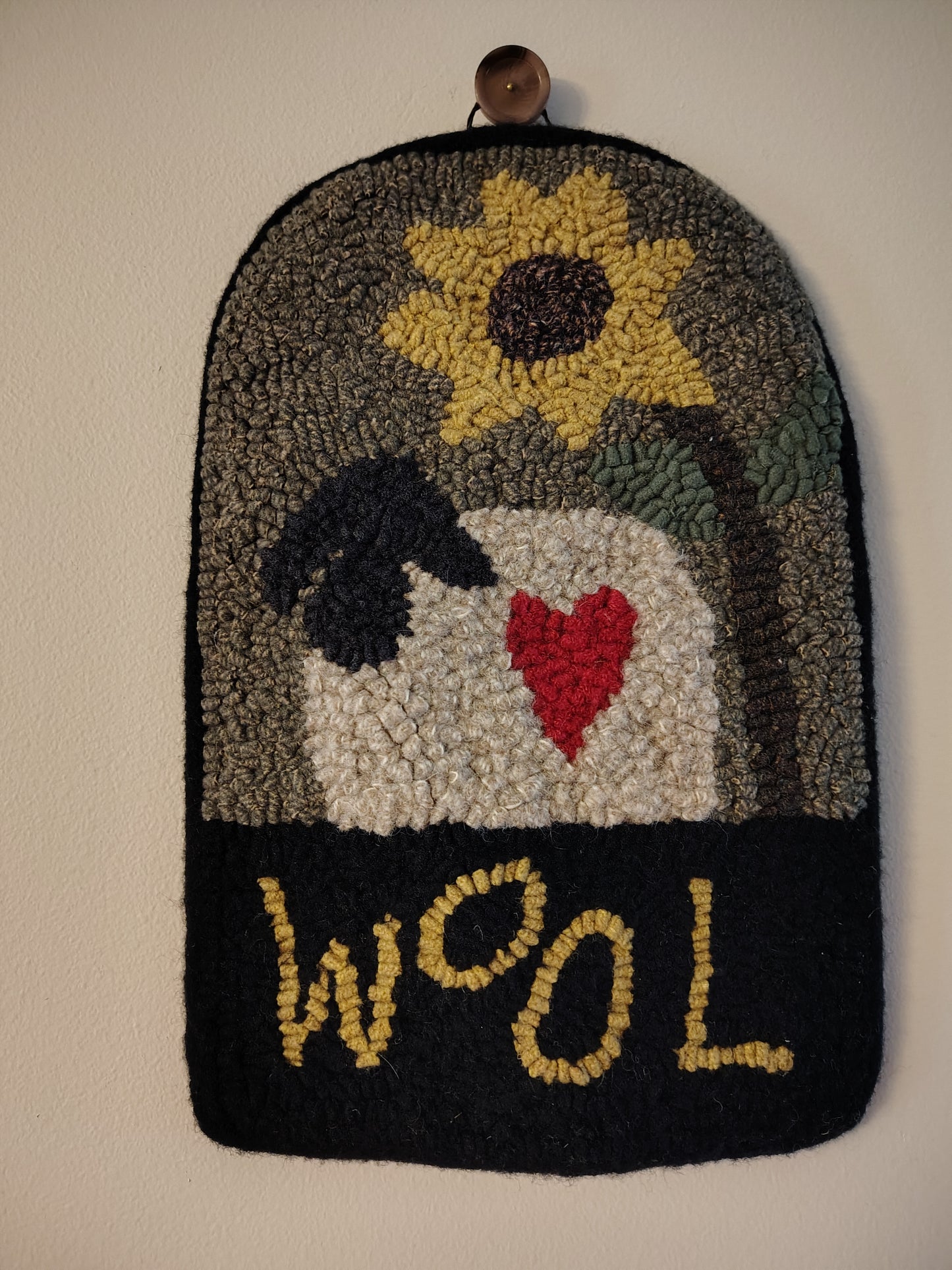 Love Wool Hooked Mat - Completed Piece