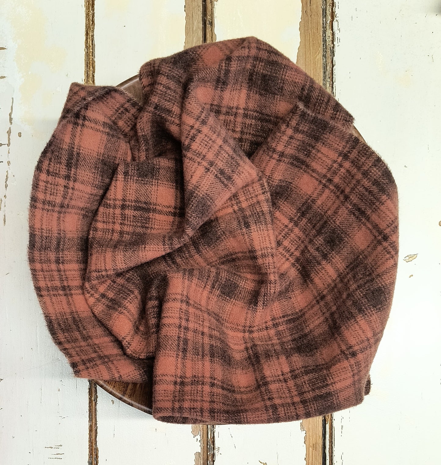 REDDISH BROWN 01 M Hand Dyed Plaid Wool (Medium)