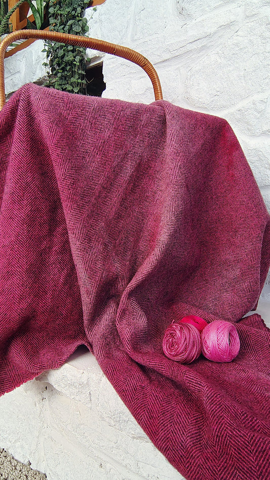 Raspberry Sorbet Hand Dyed Herringbone Wool