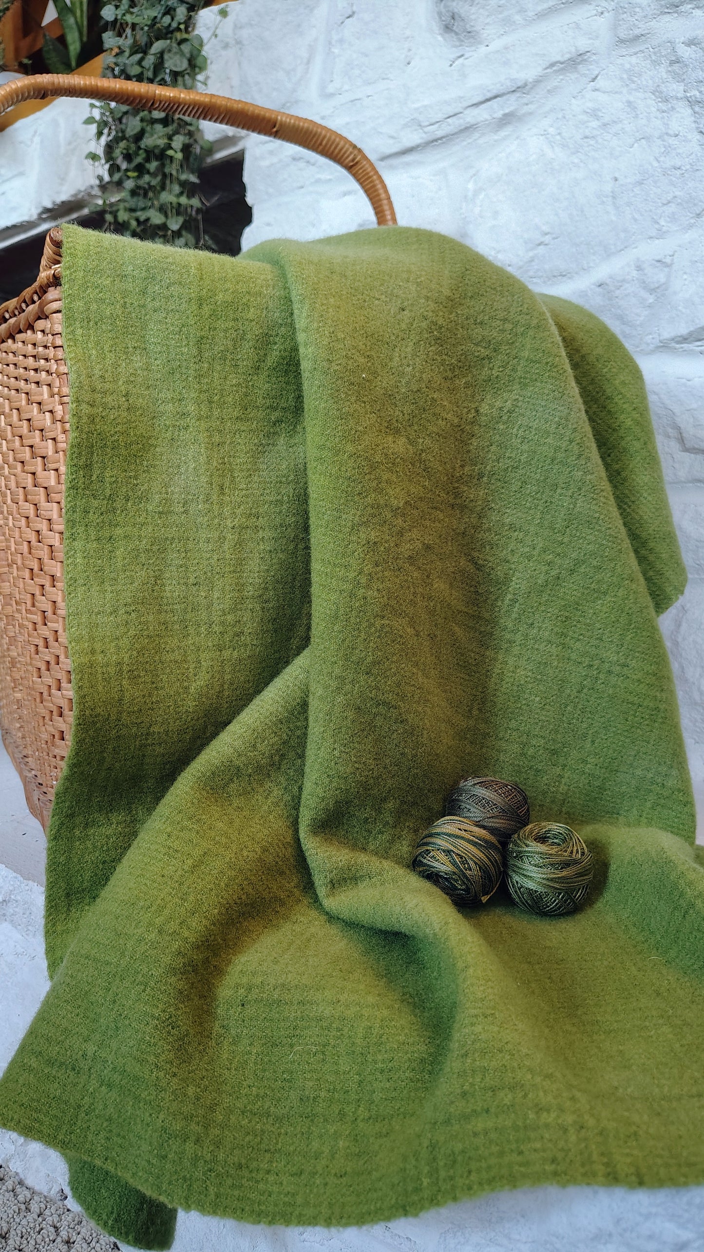 Avocado Hand Dyed Herringbone Wool