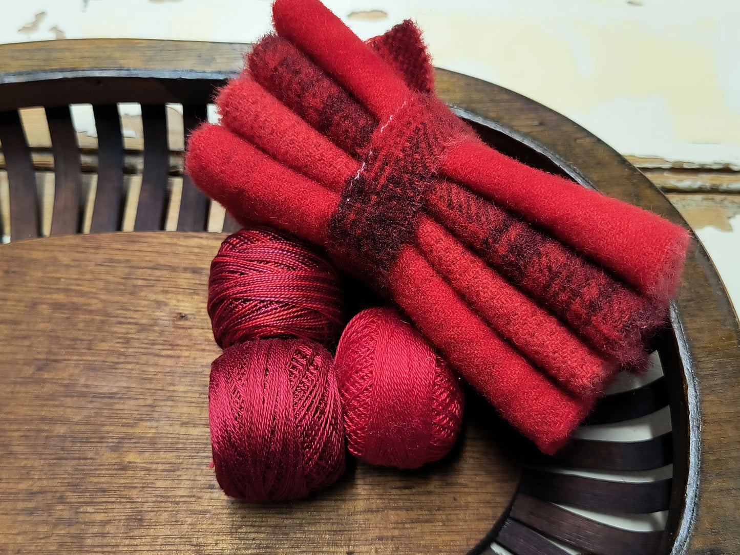 RED BUNDLE Hand Dyed Wool