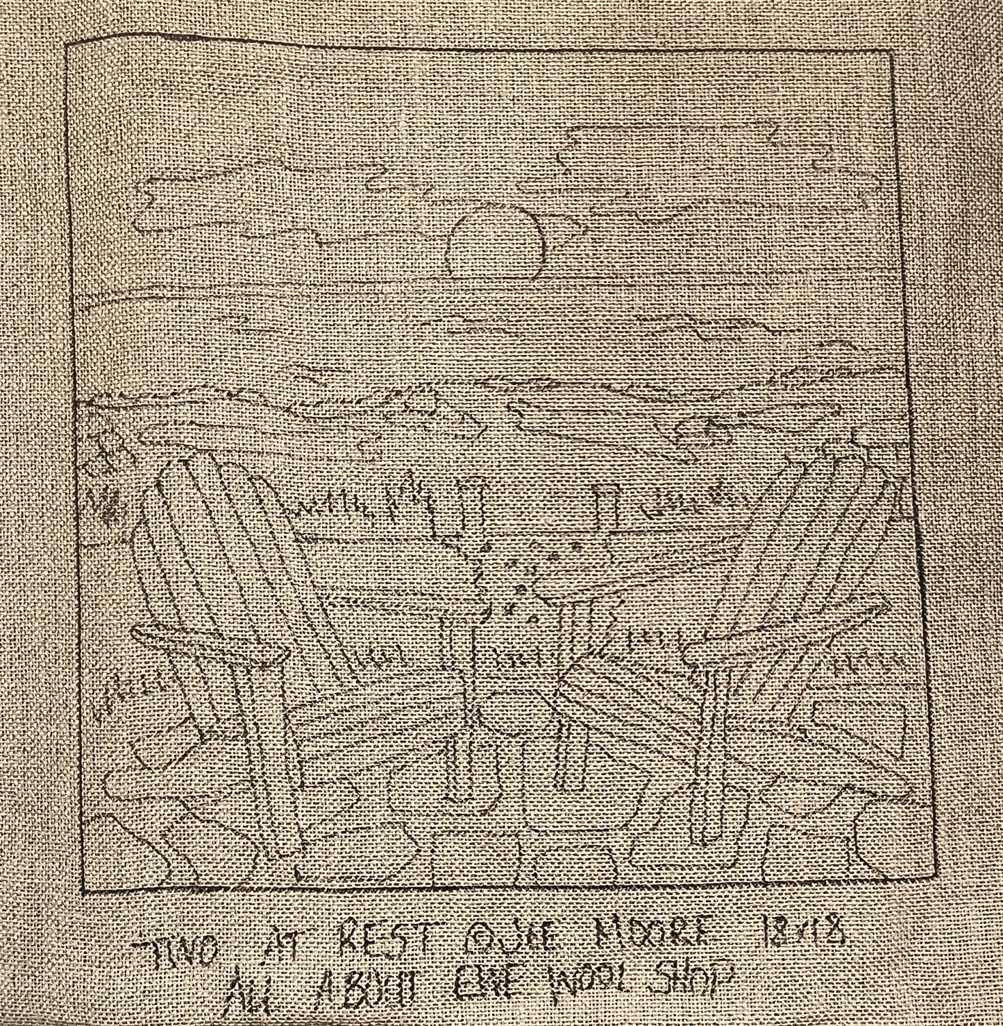 a drawing of two chairs on a beach