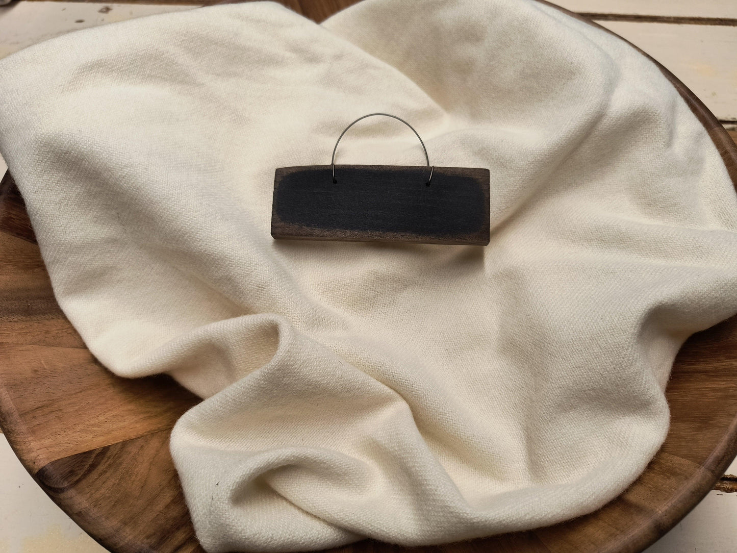 4¼" Wooden Distressed Hanger with Wire - All About Ewe Wool Shop