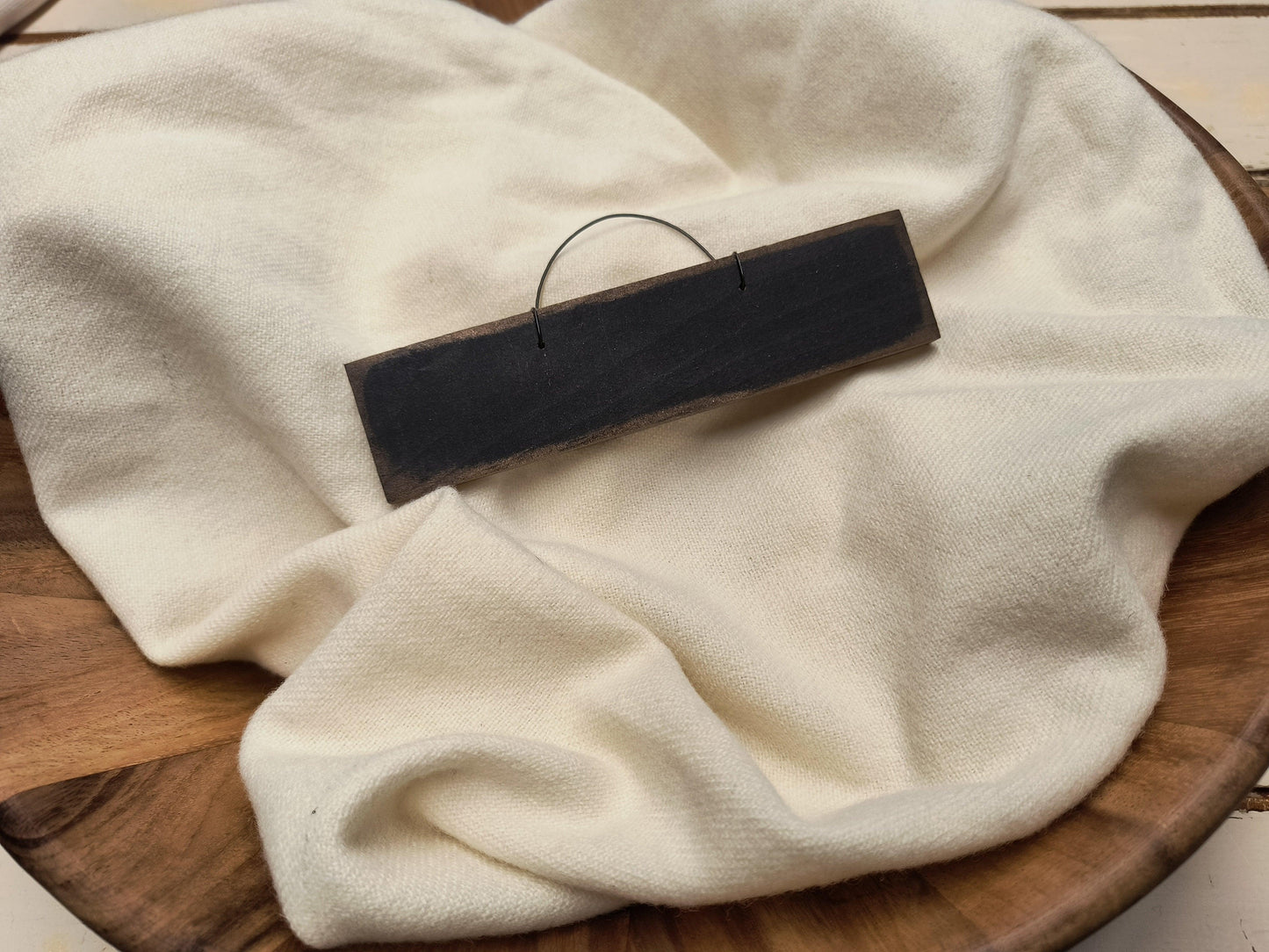 6¼" Wooden Distressed Hanger with Wire - All About Ewe Wool Shop