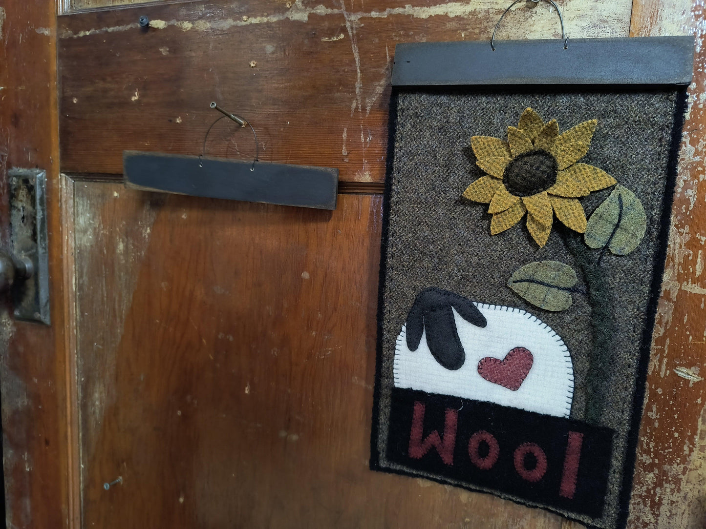 8¼" Wooden Distressed Hanger with Wire - All About Ewe Wool Shop