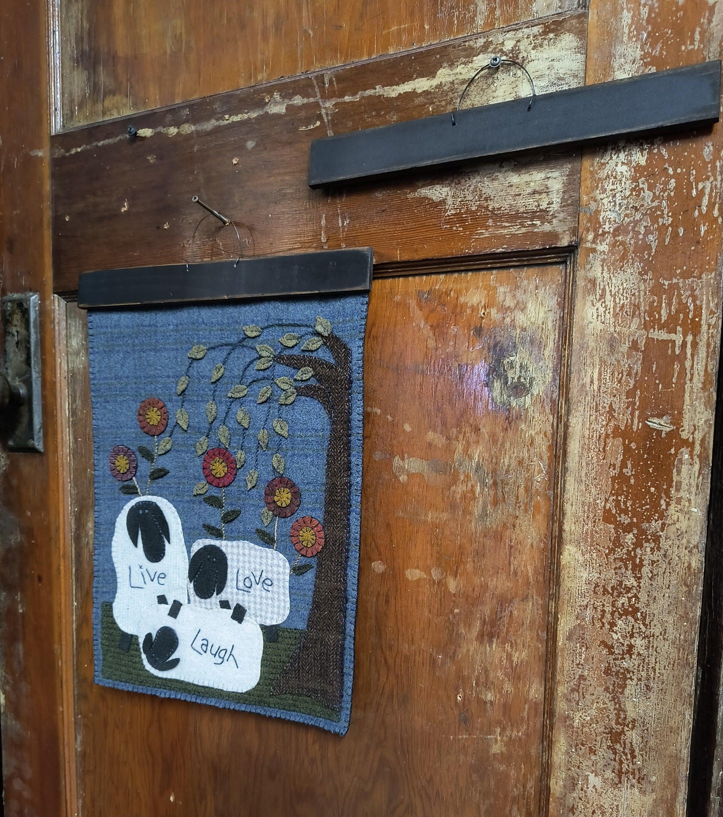 12¼" Wooden Distressed Hanger with Wire - All About Ewe Wool Shop