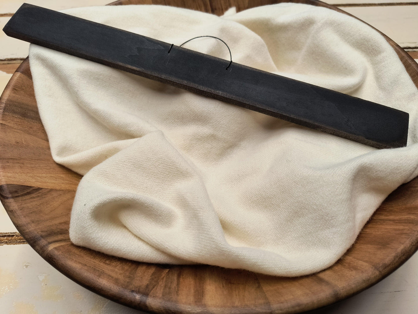 15¼" Wooden Distressed Hanger with Wire - All About Ewe Wool Shop