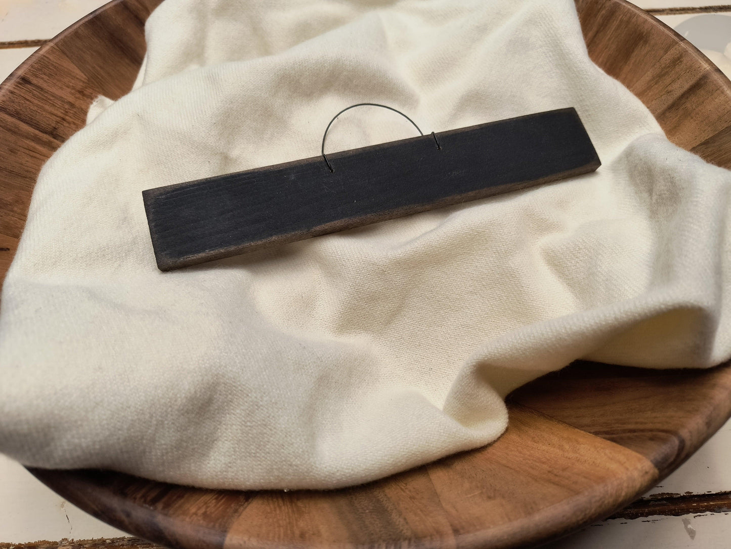 9¼" Wooden Distressed Hanger with Wire - All About Ewe Wool Shop
