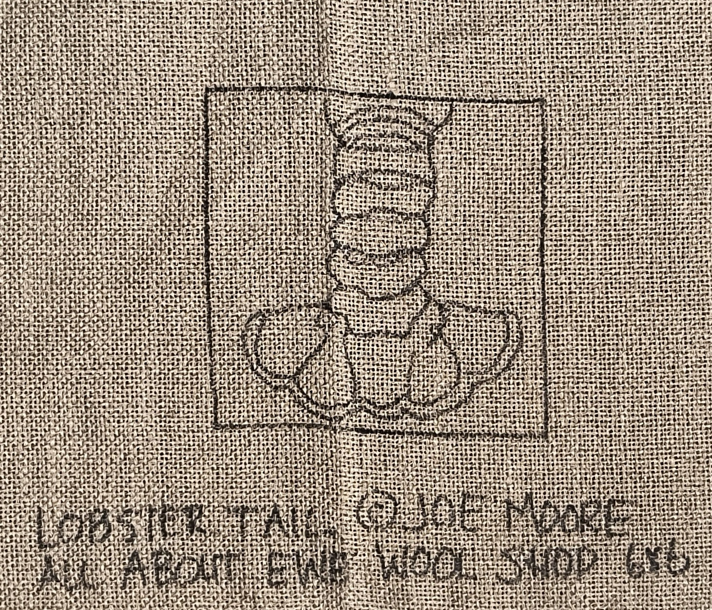 a close up of a piece of cloth with a drawing on it