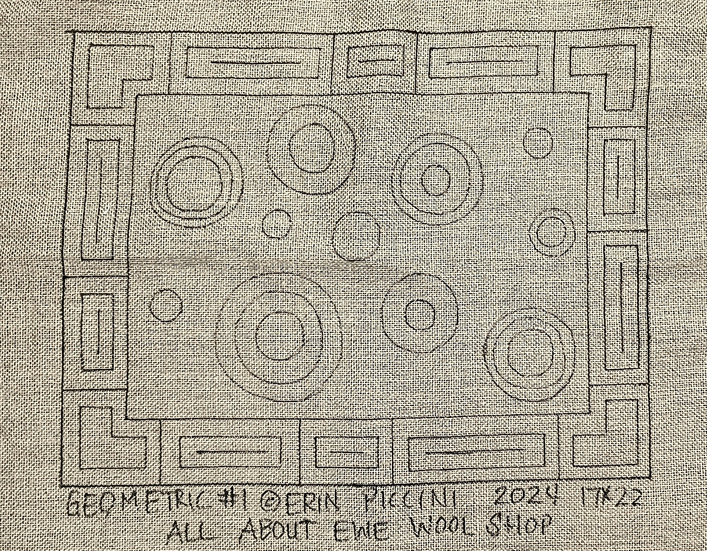a drawing of a square with circles on it