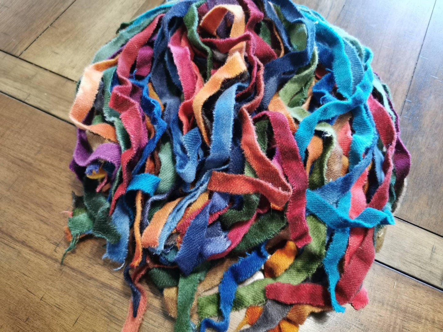 1/2" Ripped Hand Dyed Wool Strips - All About Ewe Wool Shop