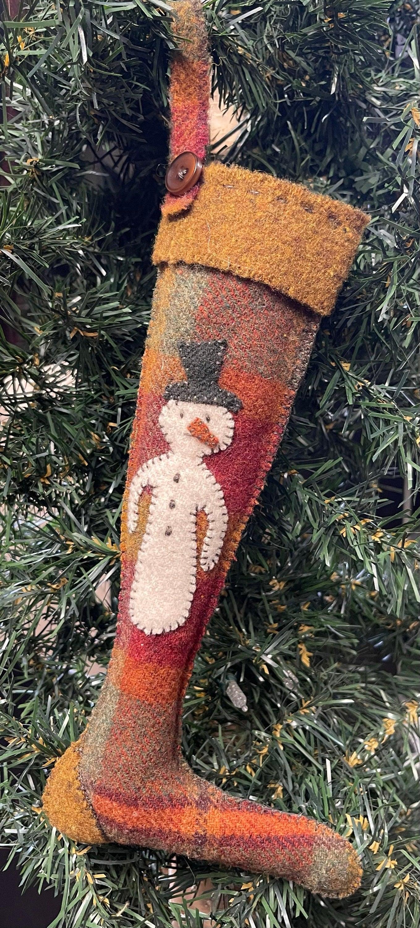 SNOWMEN STOCKINGS - Set of 3 Paper Pattern - All About Ewe Wool Shop