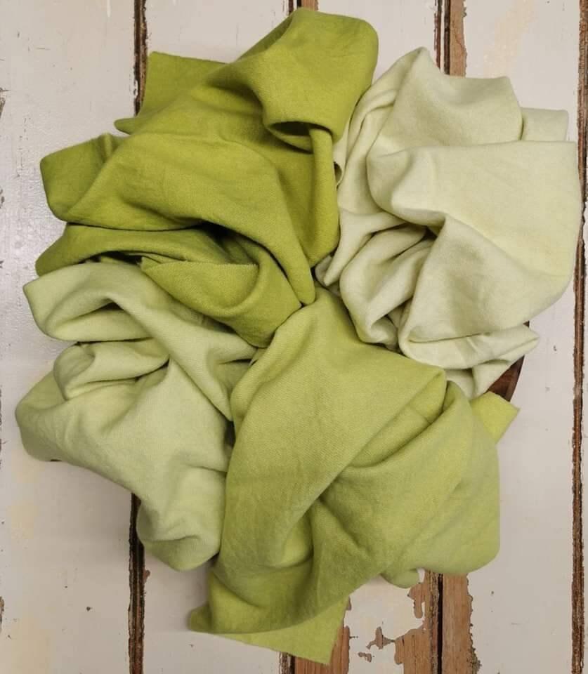 CITRON VALUES | Set of 4 hand-dyed wool | Patchwork | Applique | Hooking | Punching