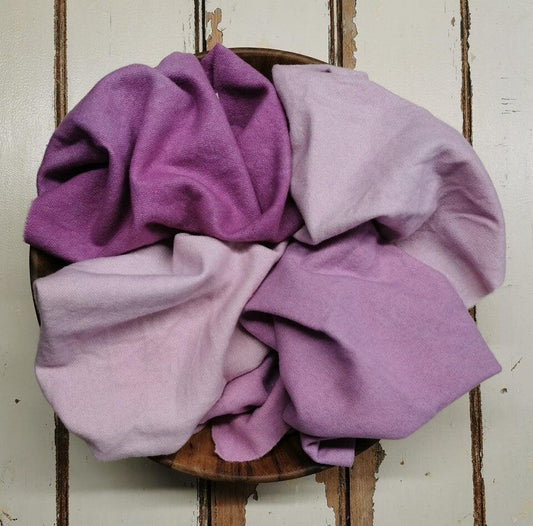 ROSE PINK VALUES | Set of 4 hand-dyed wool | Patchwork | Applique | Hooking | Punching