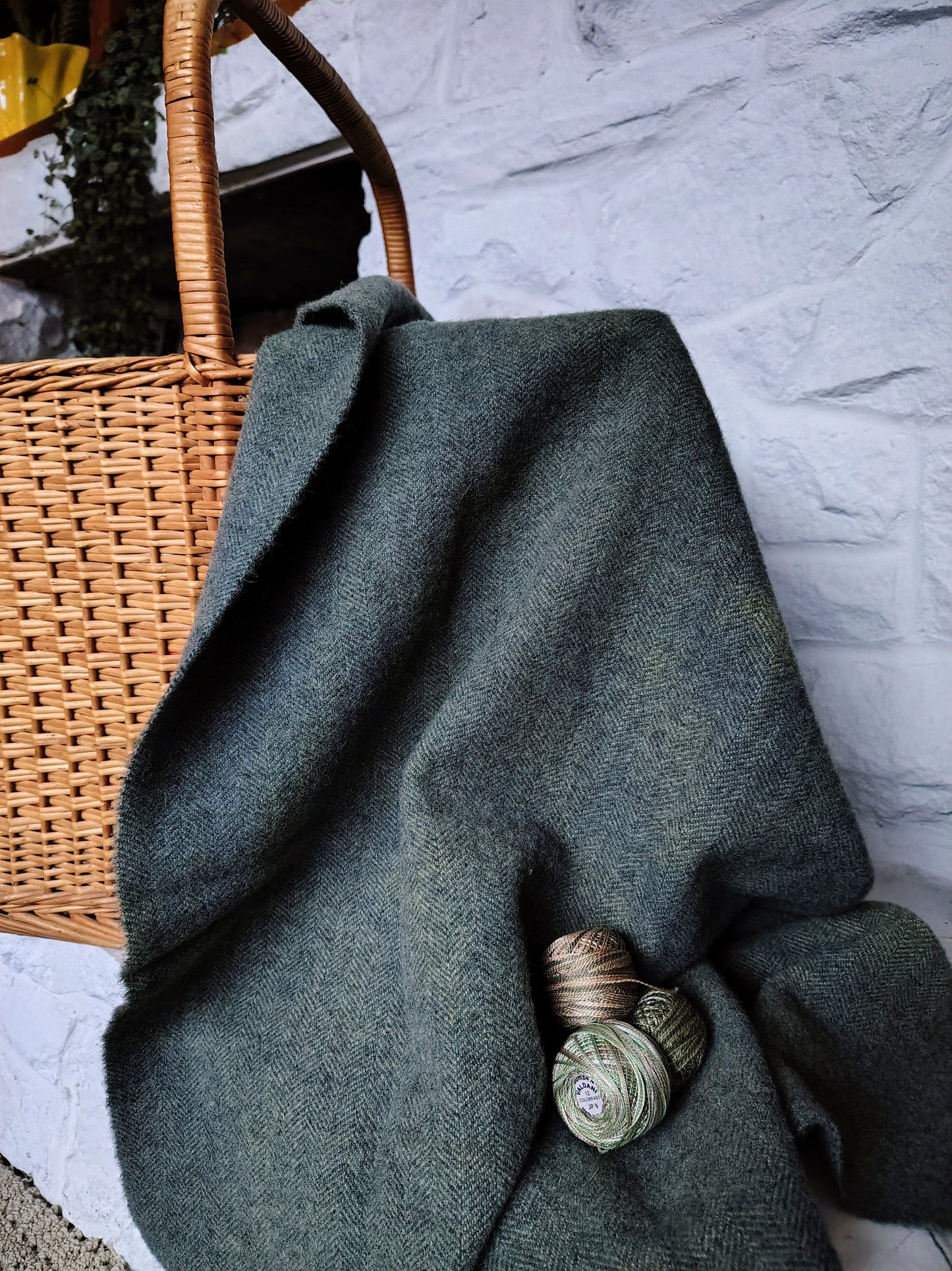 Herb Green Hand Dyed Herringbone Wool (Wholesale)