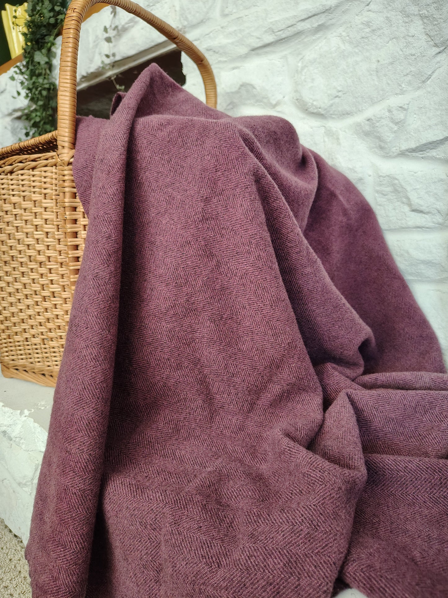 Plum Hand Dyed Herringbone Wool (Wholesale)