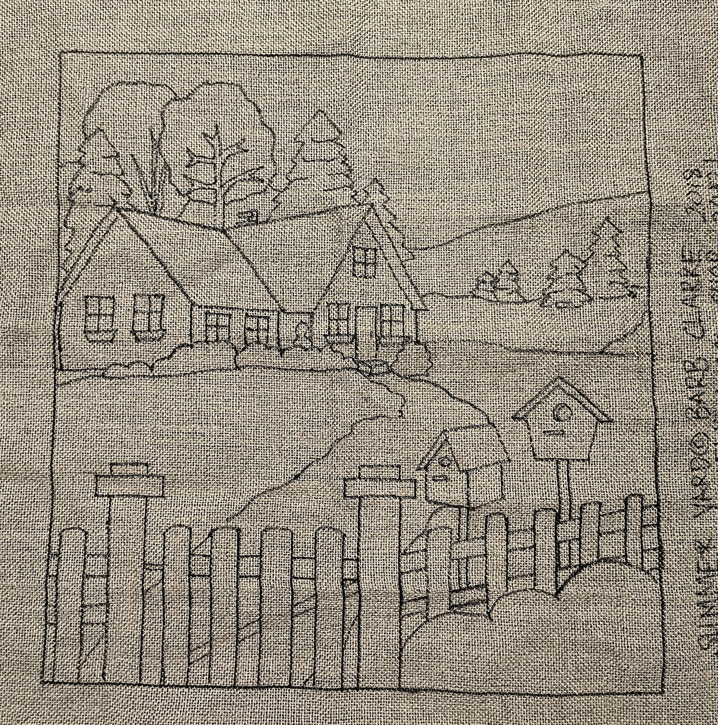 SUMMER YARD Pattern on Monks Cloth