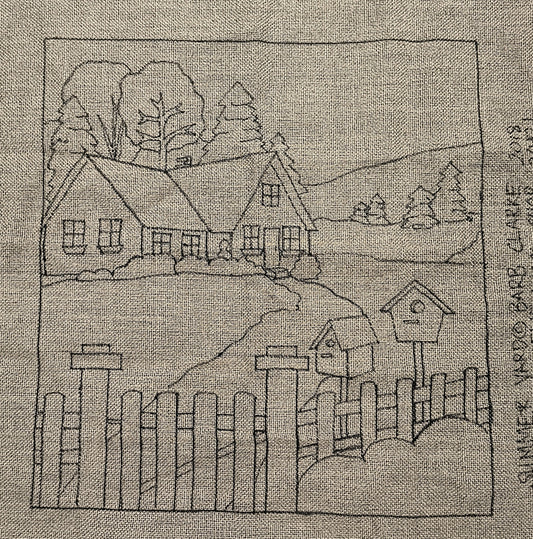 SUMMER YARD Pattern on Monks Cloth