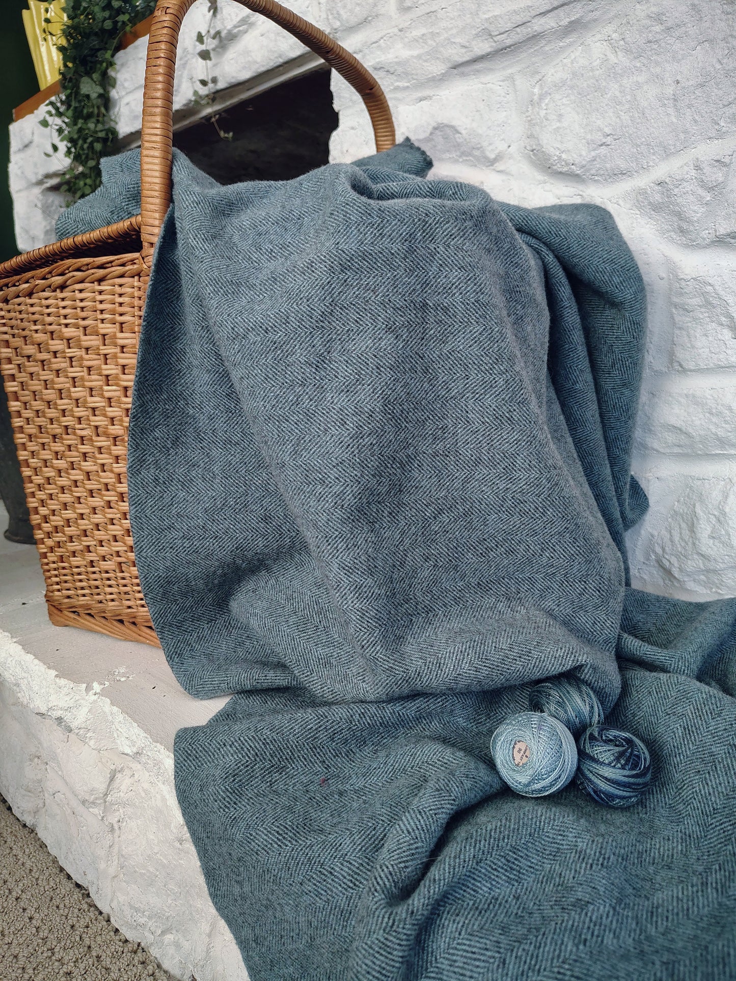Nautical Hand Dyed Herringbone Wool
