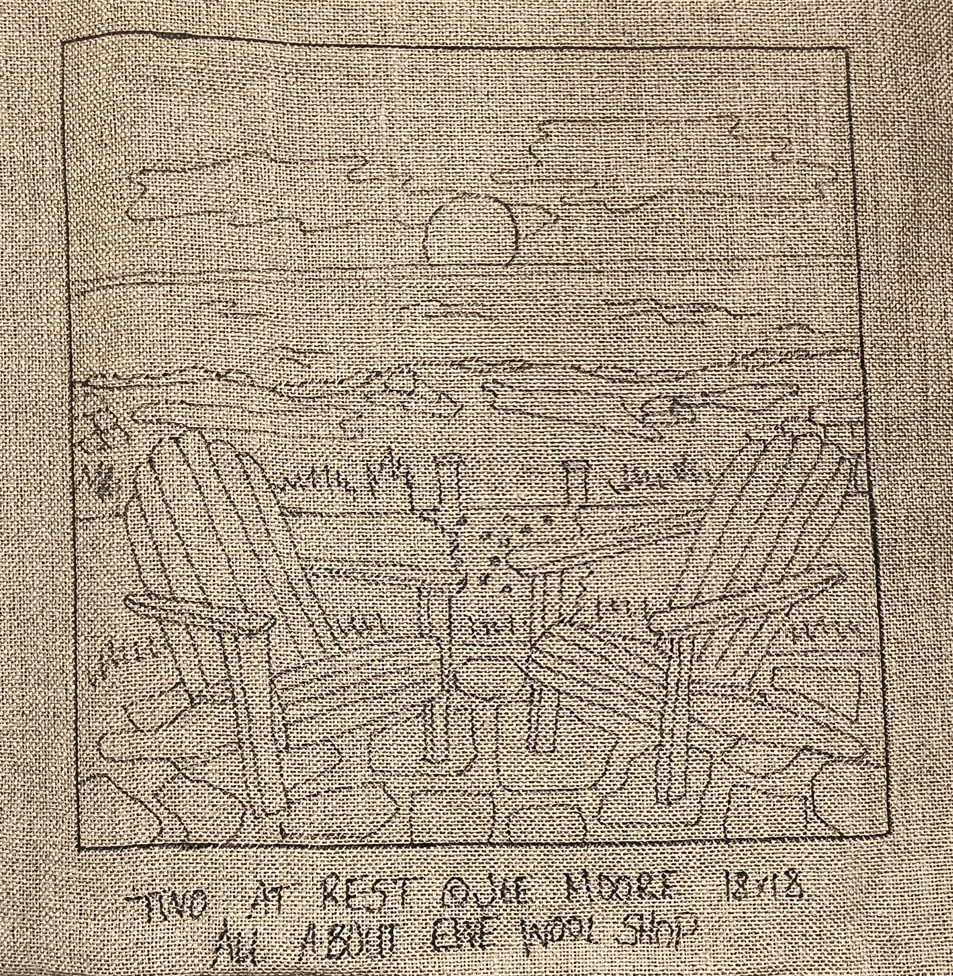 a drawing of two chairs on a beach