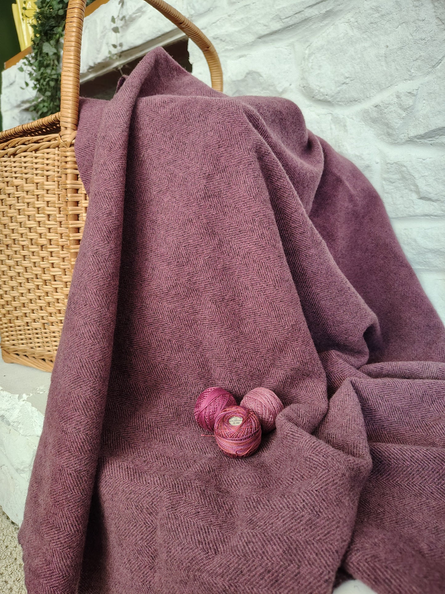 Plum Hand Dyed Herringbone Wool (Wholesale)