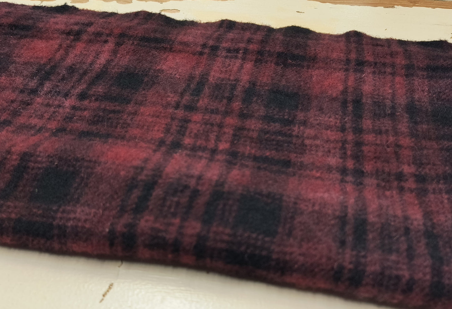 RED Hand Dyed Plaid Wool (Dark) (Wholesale)
