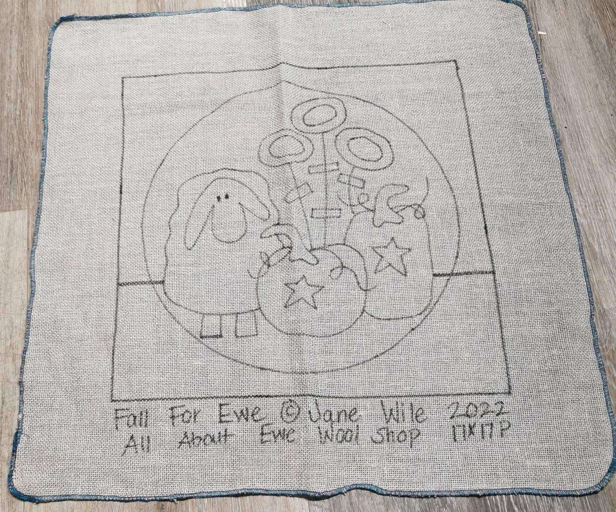Ewe Pattern FALL FOR EWE Pattern on Linen – All About Ewe Wool Shop