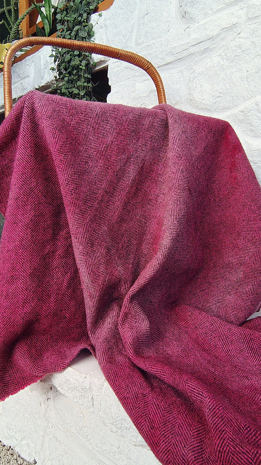 Raspberry Sorbet Hand Dyed Herringbone Wool