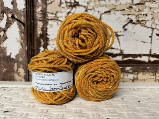 Golden Sunflower Hand Dyed Wool Yarn Cake